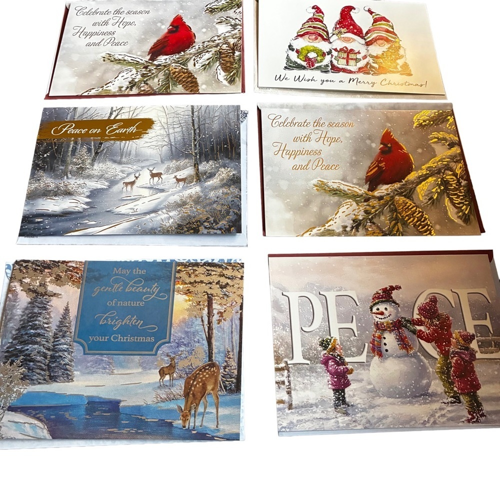 Lot of 17 Large Christmas Cards Puppies Cardinals Gnomes - Picture 5 of 5